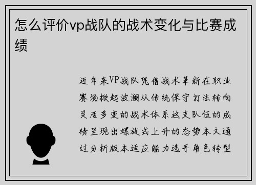 怎么评价vp战队的战术变化与比赛成绩